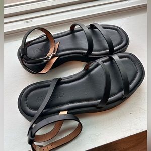 Madewell Birdies Black Strappy Flatform Sandal 100% Leather Sz 7